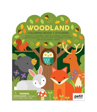 Petit Collage Petit Collage Colouring Book + Stickers Woodland