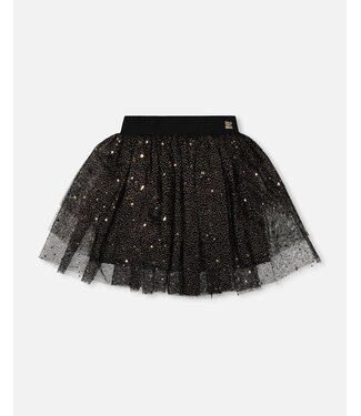 Deux par Deux Deux par Deux Multi Layer Glittering Mesh Skirt Black