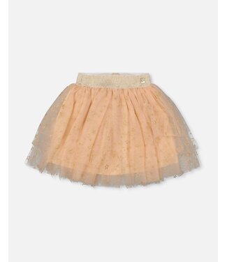 Deux par Deux Multi Layer Glittering Mesh Skirt Beige