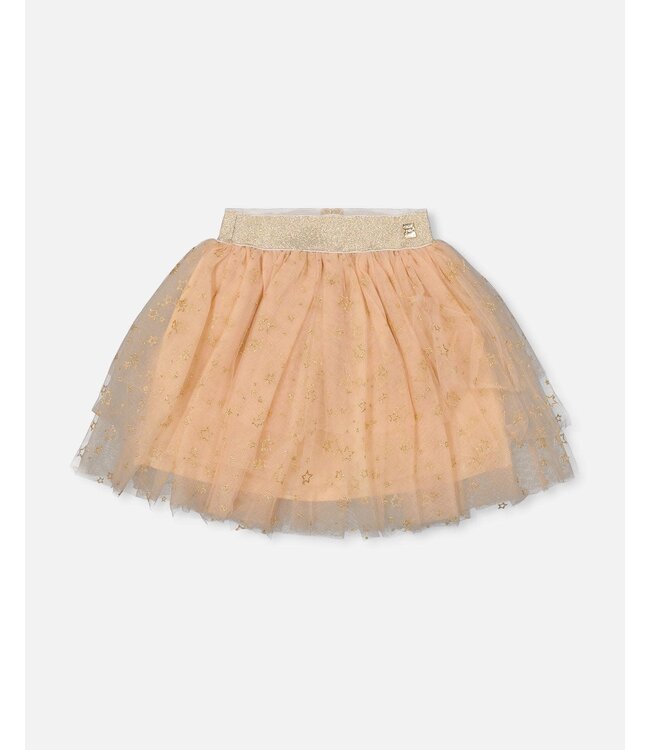 Deux par Deux Deux par Deux Multi Layer Glittering Mesh Skirt Beige