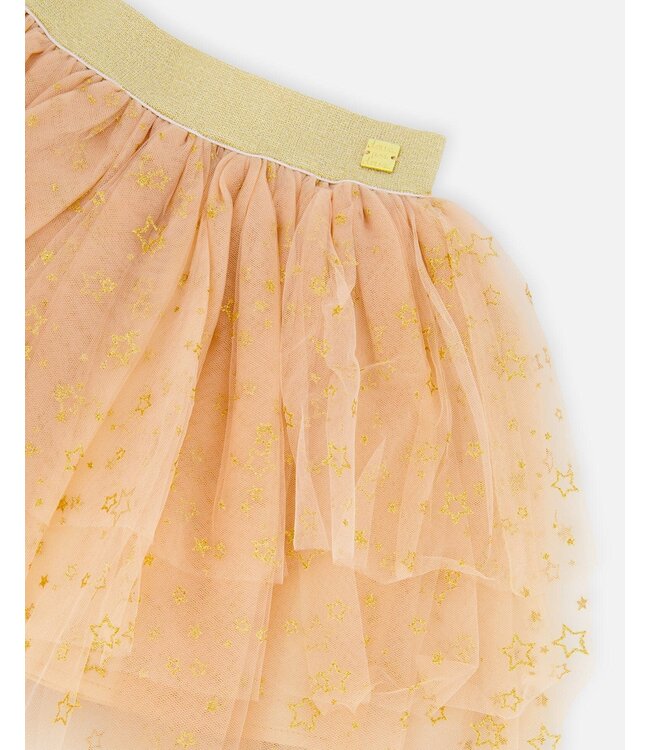 Deux par Deux Deux par Deux Multi Layer Glittering Mesh Skirt Beige