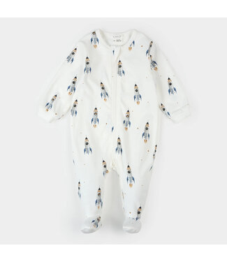 Petit Lem Footed Sleeper Rocket Print