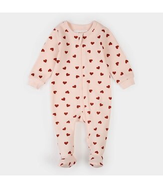 Petit Lem Footed Waffle Sleeper Hearts on Peony