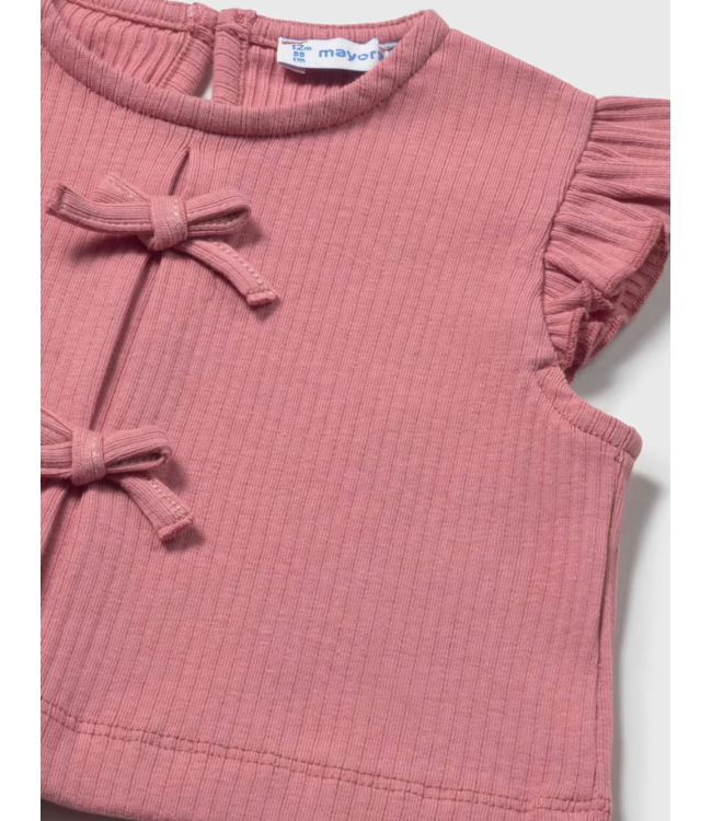 Mayoral Mayoral Ribbed Bow Top Blush