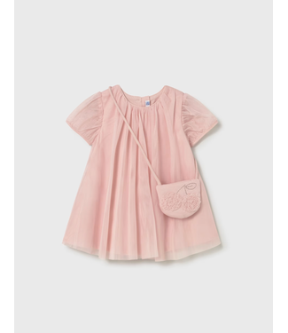 Mayoral Tulle Dress with Crossbody Bag Peony