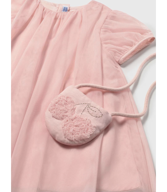 Mayoral Tulle Dress with Crossbody Bag Peony