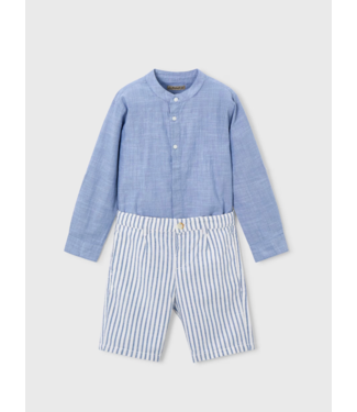 Mayoral Linen Shirt and Short Set Indigo