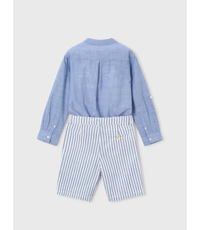 Mayoral Linen Shirt and Short Set Indigo