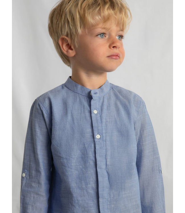 Mayoral Linen Shirt and Short Set Indigo