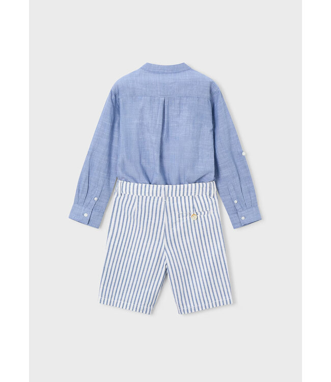 Mayoral Linen Shirt and Short Set Indigo