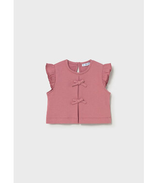 Mayoral Ribbed Bow Top Blush