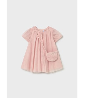 Mayoral Tulle Dress with Crossbody Bag Peony