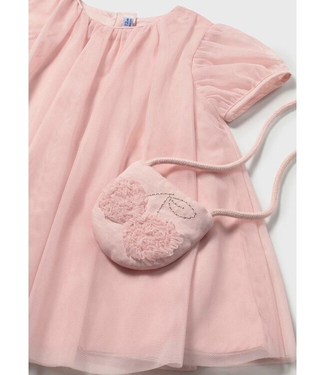 Mayoral Tulle Dress with Crossbody Bag Peony