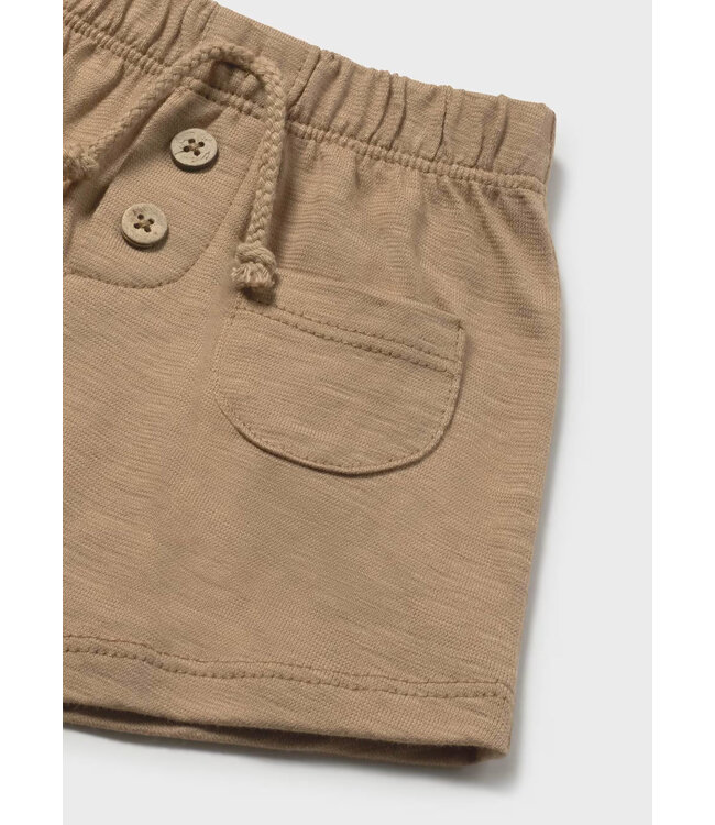 Mayoral Baby Front Pocket Cotton Shorts Cocoa