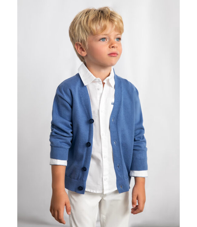 Mayoral Button-Front Knit Cardigan Indigo