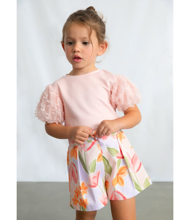 Mayoral Mayoral Puffed Short Sleeve Tulle Tee