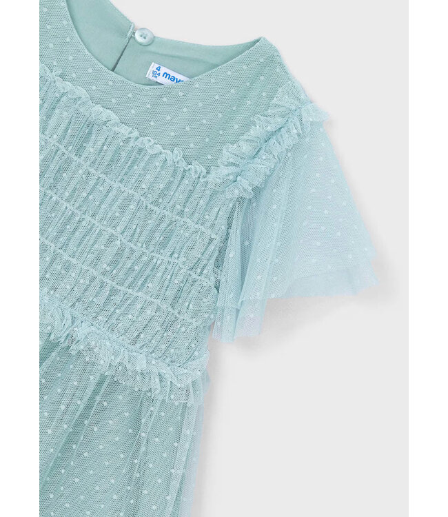 Mayoral Plumeti Tulle Dress Lake