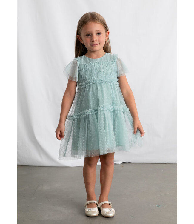 Mayoral Mayoral Plumeti Tulle Dress Lake