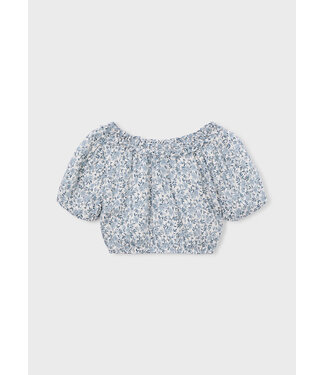 Mayoral Mayoral Dobby Top Blue Floral Print