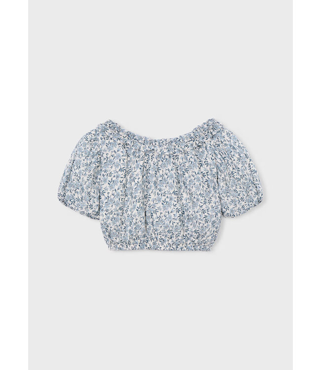 Mayoral Mayoral Dobby Top Blue Floral Print
