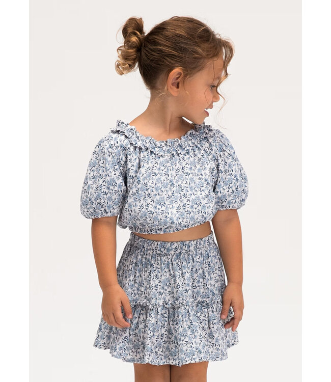 Mayoral Mayoral Dobby Skirt Blue Floral Print