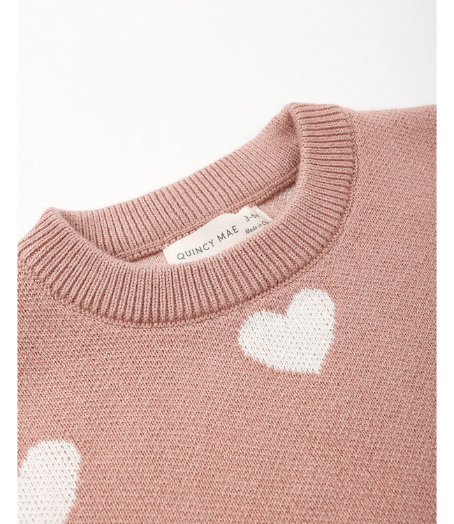 Quincy Mae Heart Knit Sweater