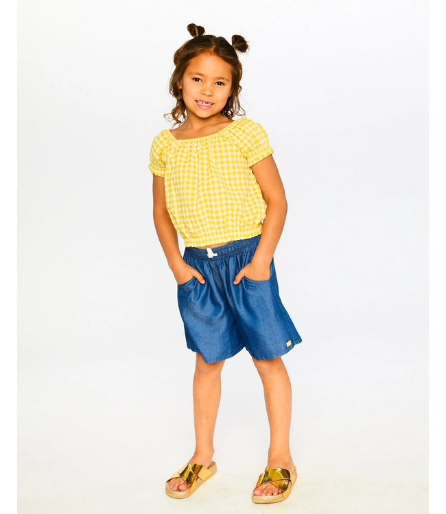 Deux par Deux Peasant Top Yellow Vichy