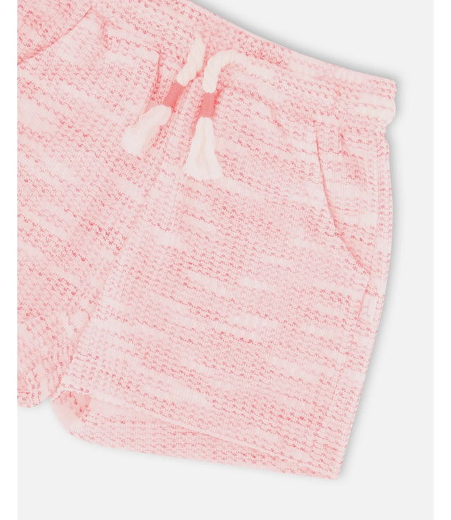 Deux par Deux Jacquard Knit Shorts Pink White