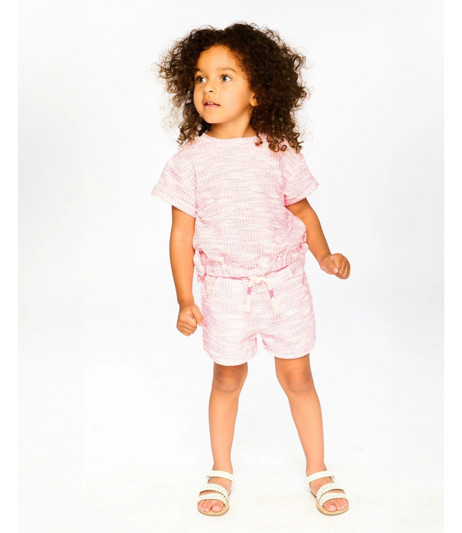 Deux par Deux Jacquard Knit Shorts Pink White