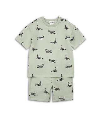 Miles the Label Infant Sweatshirt Tee & Short Set Scorpion Print on Lt. Green