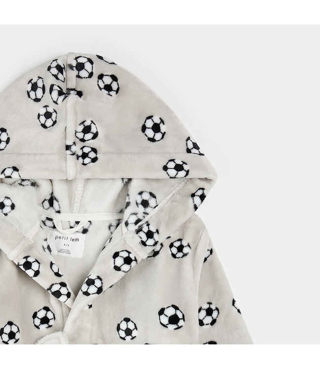 Petit Lem Plush Robe Soccer Ball Print on Lunar Rock
