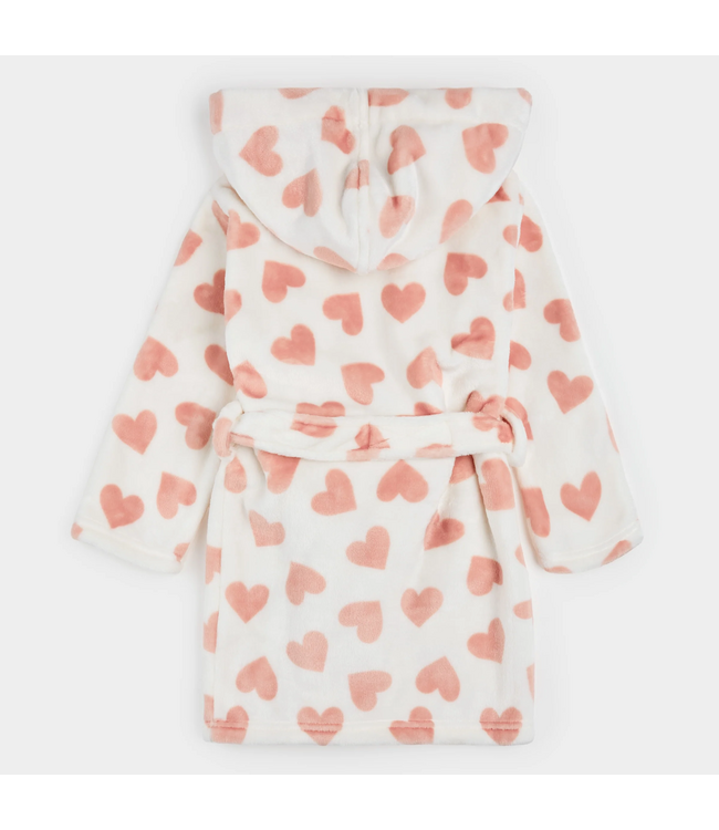 Petit Lem Plush Robe Hearts Print on Ivory