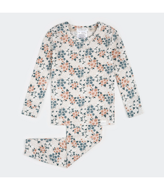 Petit Lem Petit Lem PJ Set Spring Flowers Print on Creme