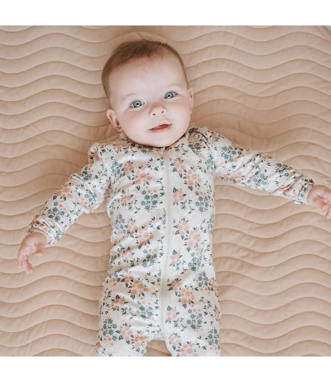 Petit Lem Footed Sleeper Spring Flowers Print on Creme