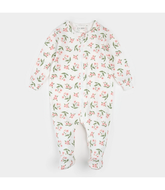 Petit Lem Footed Sleeper Primrose Print on Off-White