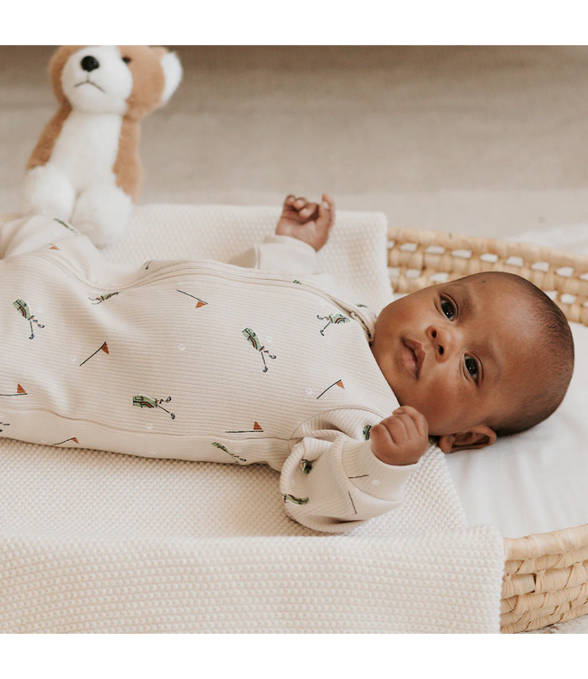 Petit Lem Petit Lem Ribbed Footed Sleeper Golf Caddy Print on Sand