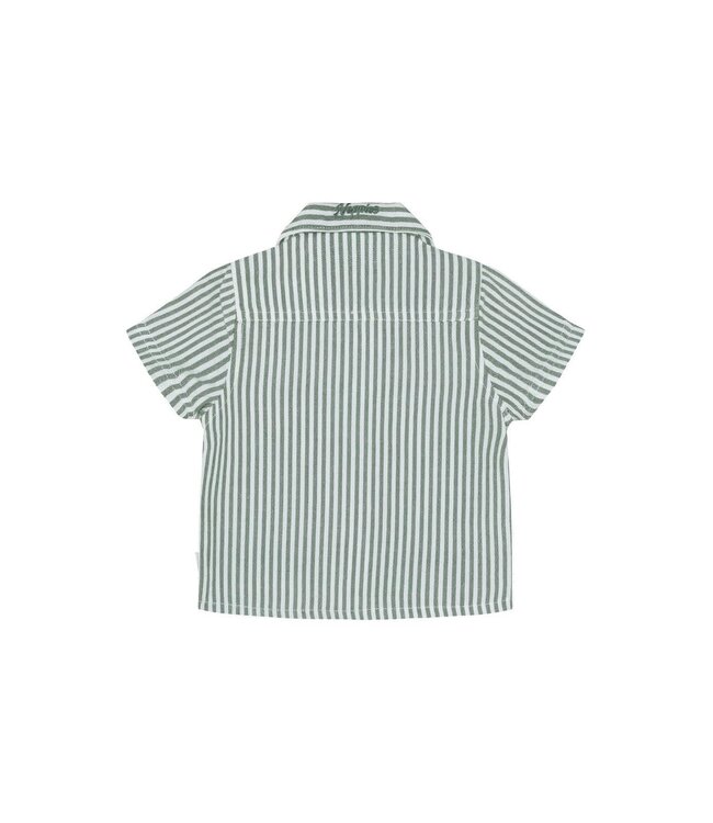 Noppies Infant Collared S/S Striped Top Laurel Wreath Green