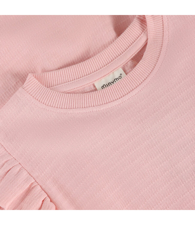 Minymo Minymo Ribbed Flutter Sleeve Dress Pink