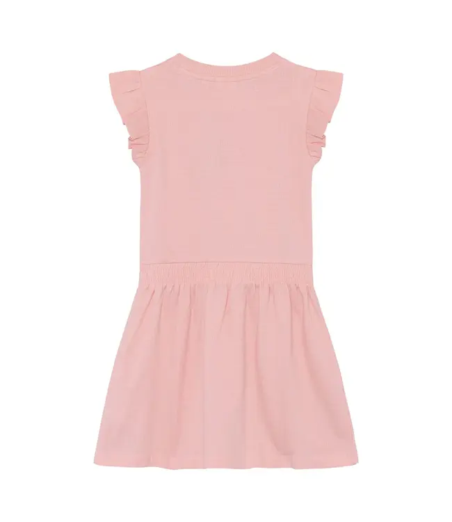 Minymo Minymo Ribbed Flutter Sleeve Dress Pink