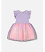 Deux par Deux Deux par Deux Bi-Material Tulle Dress in Purple Heather