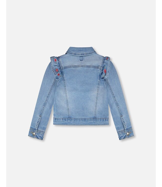 Deux par Deux Denim Jacket with Floral Embroidery