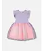 Deux par Deux Deux par Deux Bi-Material Tulle Dress in Purple Heather