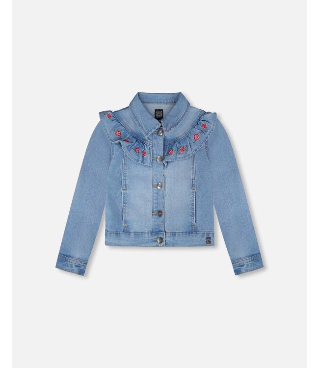 Deux par Deux Deux par Deux Denim Jacket with Floral Embroidery