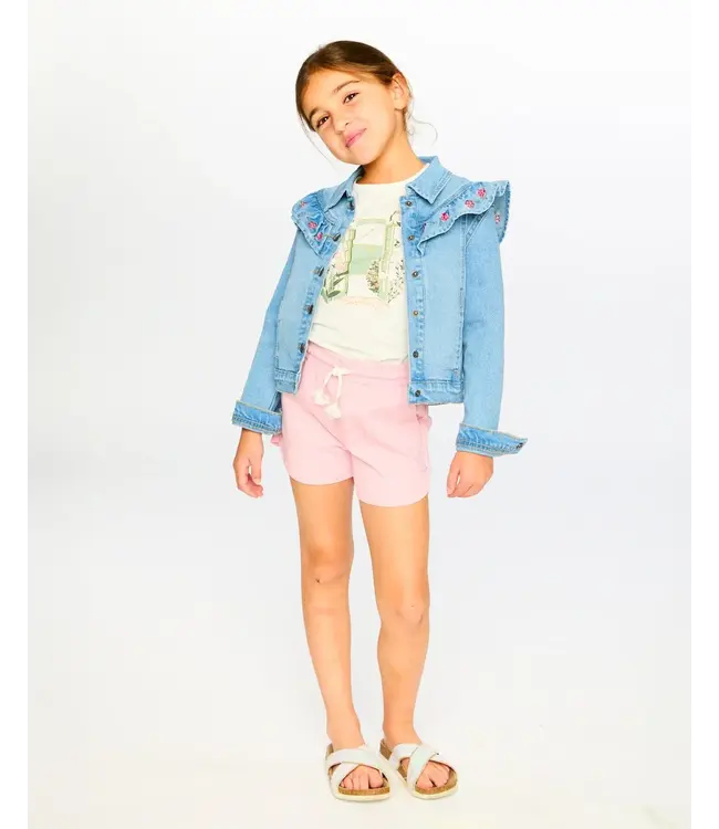 Deux par Deux Deux par Deux Denim Jacket with Floral Embroidery