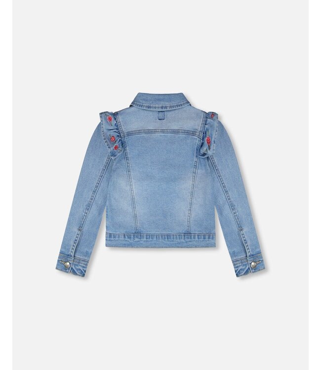 Deux par Deux Denim Jacket with Floral Embroidery
