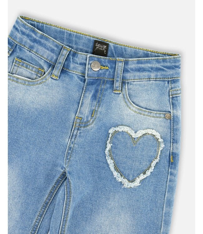 Deux par Deux Deux par Deux Wide Leg Denim with Heart Patches