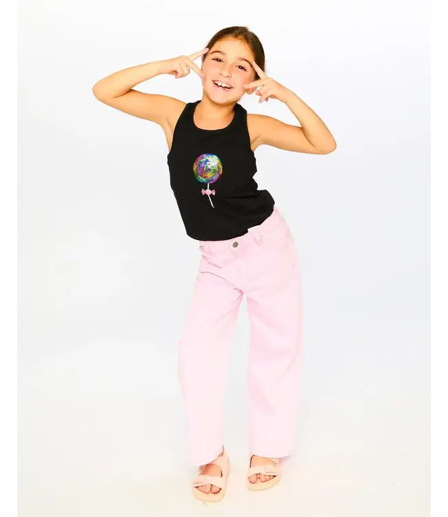 Deux par Deux Deux par Deux Wide Leg Denim in Prism Pink