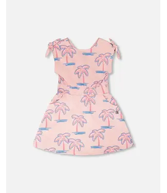 Deux par Deux Deux par Deux Sleeveless French Terry Dress Printed Palm Trees