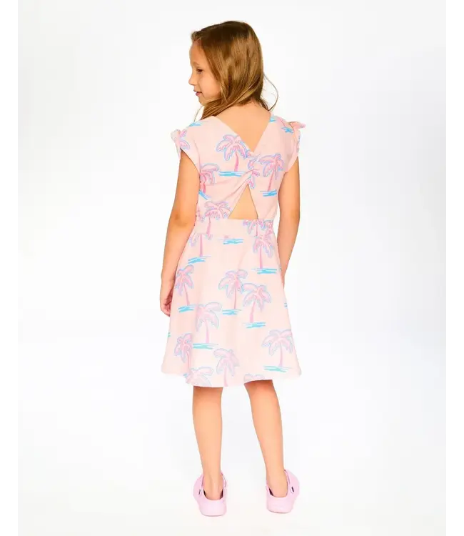 Deux par Deux Deux par Deux Sleeveless French Terry Dress Printed Palm Trees