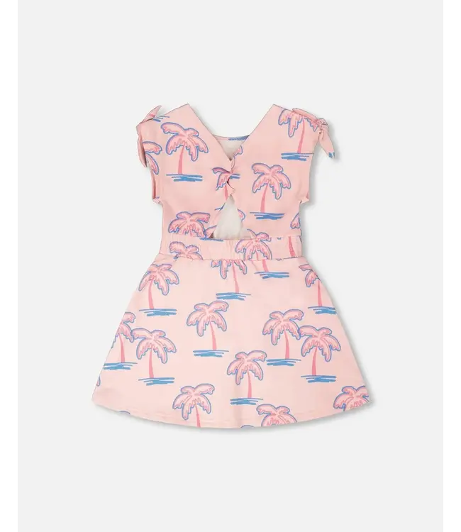 Deux par Deux Deux par Deux Sleeveless French Terry Dress Printed Palm Trees